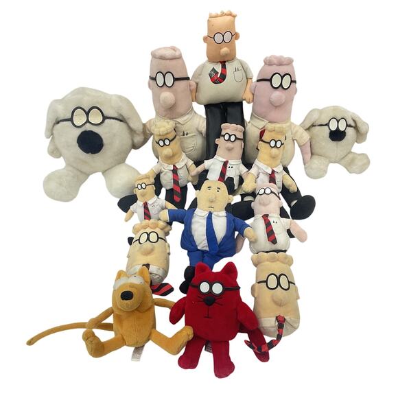 Vintage Preowned LOT Gund Dilbert Comic Catbert Dogbert Plush Dolls Stuffed Toys - Picture 1 of 5
